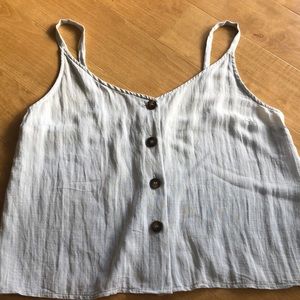 Button front cream tank